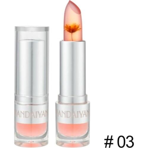 1pc Jelly Flower Lip Balm Temperature Color Changing Lipstick Transparent Waterproof Diamond Moisturizing Repair maquiagem