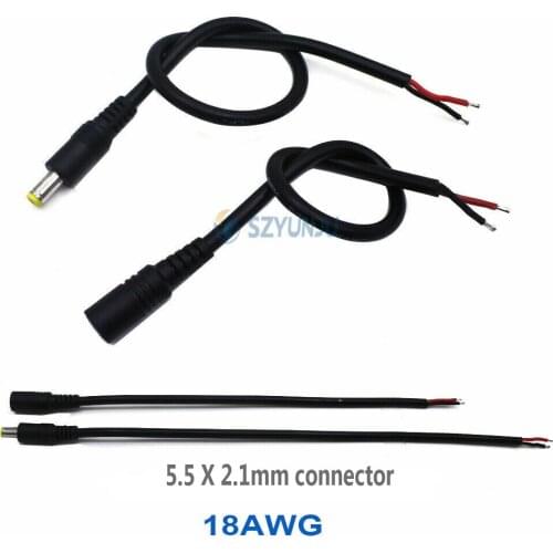 18AWG 0.75mm 5.5X2.1mm Female / Male DC Power Plug Connector Cable 30cm 50cm For 5050 5054 5630 LED Strip