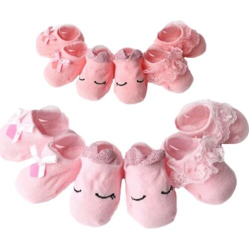 3 pairs/lot Lace Princess Baby Socks Newborn Cotton Boys Girls Sock Toddler dispensing non-slip Socks princess Accessories