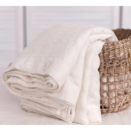 3PCS Washed Linen Bedding Duvet Cover Set White Flax Solid Color Double King Size Quilt Cover Set Sängkläder with Pillowcase