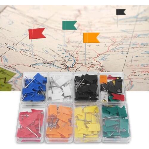 8 Boxs Nickel plated steel Colorful Flag Shape Thumb Tack Drawing Stationery Map Pins Supplies Map Pin Drawing Pin
