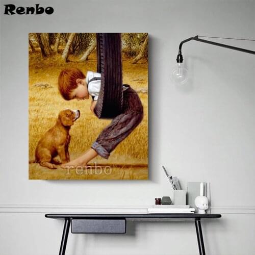 Diamond Painting 5D Little Boy And Dog Full Drill Square Round DIY Diamond Embroidery Cross Stitch kits Mosaic Sale Home Decor