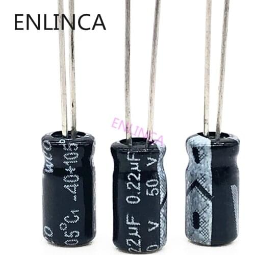30pcs/lot 50v 0.22uf size 4*7mm Aluminum electrolytic capacitor 50v0.22uf 0.22uf 50V 20