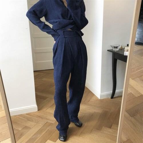 2021 New Summer Elegant Female Trousers Loose Solid Color Fashion Women Pants Cotton Casual High Quality Ladies Bottoms T156