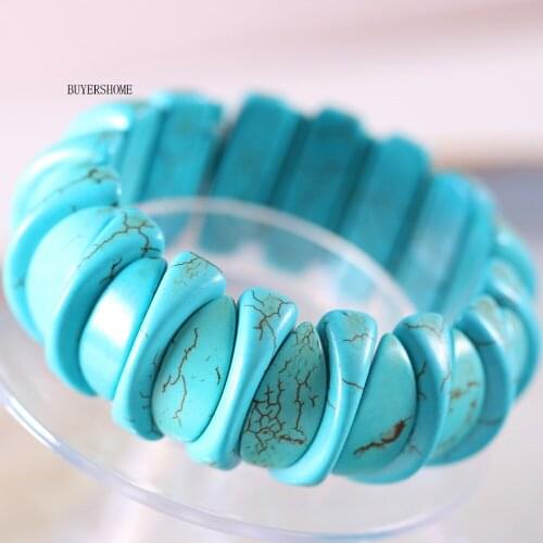 BUYERSHOME Hot Hand Jewelry Natural Stone Green Howlite Stretch Bracelet 8" 1Pcs H620