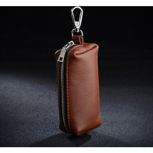 TopFight Mens Car Leather Key Case Large-capacity Fashion Lady Zipper Household Universal Hand Bags Purse Keychain Wallet