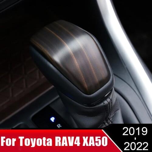 Carbon Car Gear Shift Knob Gear Head Cover Trim Stickers For Toyota RAV4 RAV 4 XA50 2019 2020 2021 Highlander 2021 Accessories
