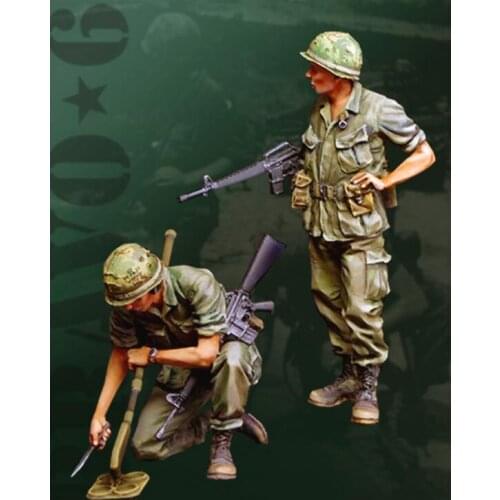 1/35 Scale Unpainted Resin Figure US Mine Detector Team 2 figures GK figure