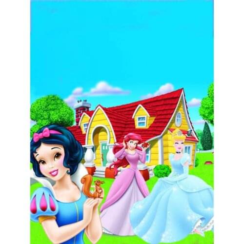 Cartoon Princess White Photography Background Live Backdrop Baby Birthday Party Decoration Wallpaper Tapestry Photo Studio