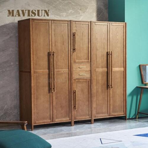 Light Luxury Bedroom Solid Wood Combination Wardrobe Storage Household Cupboard For Clothes With Sliding Door Italian Furniture