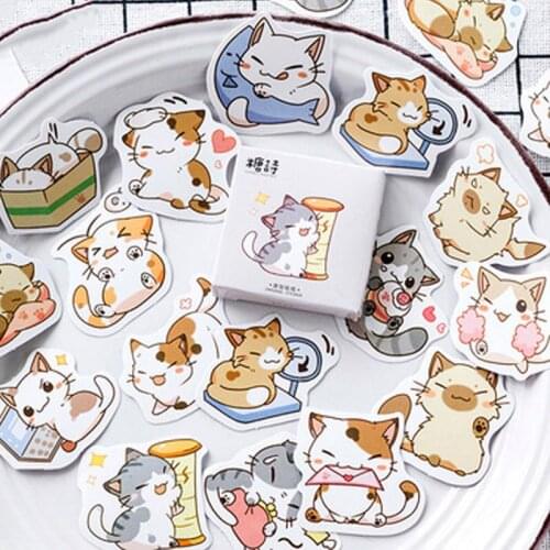 45Pcs/Pack Lovely Cat Memo Stickers Set Kawaii DIY Planner Scrapbooking Sticky Note Stationery Escolar School Office Supplies