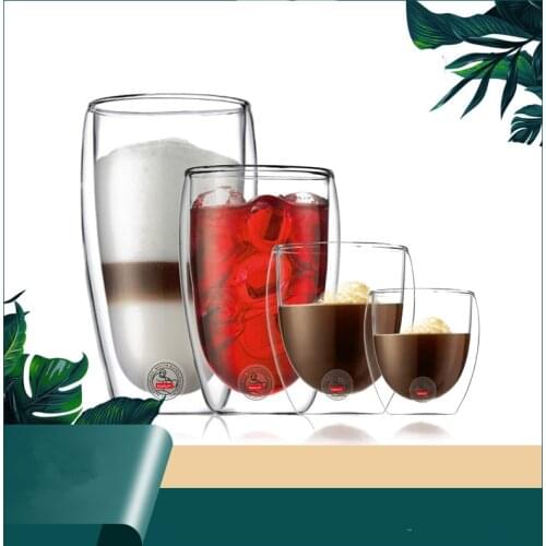 80/250/350ml Heat-Resistant Double Wall Glass Cup Espresso Coffee Tea Cup Set Double Layer Mug Shot Glasses For Vodka Drinking