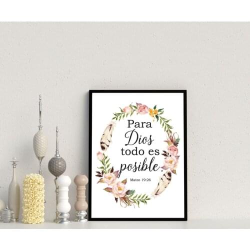 Spanish Bible Verse Quotes Prints God Christian Wall Art Canvas Painting Posters Spain Wall Picture Floral Aesthetic Home Decora