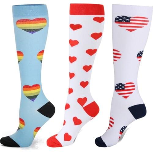 3 Pairs Compression Socks Men Women Sports Marathon Running Yoga Cycling Socks Varicose Veins Medical Nursing Knee Socks XA101Q