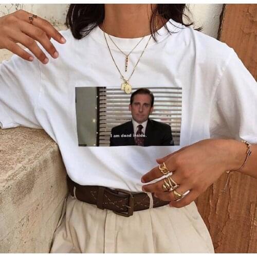 The Office Michael Scott I Am Dead Inside Quotes Tumblr Grunge Funny T-Shirt Unisex Fashion White Tee Cotton Men WOMEN T shirt