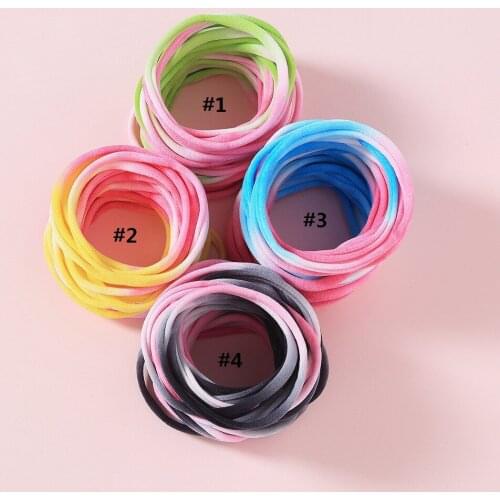 100PCS/Set Women Girls 4CM Colorful Nylon Elastic Hair Bands Ponytail Holder Rubber Bands Scrunchie Headband Hair Accessories