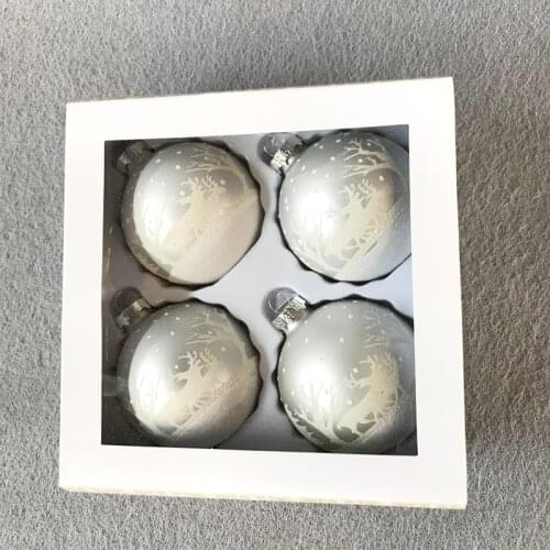 Christmas ornament glass ornaments small window gift net red export 8cm elk snow globe 4 pieces