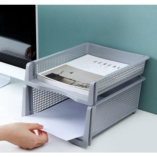Stackable Mesh A4 Paper File Tray Organizer Document Magazine Rack Plastic Book Holder Desktop Storage Basket Shelf Stationery