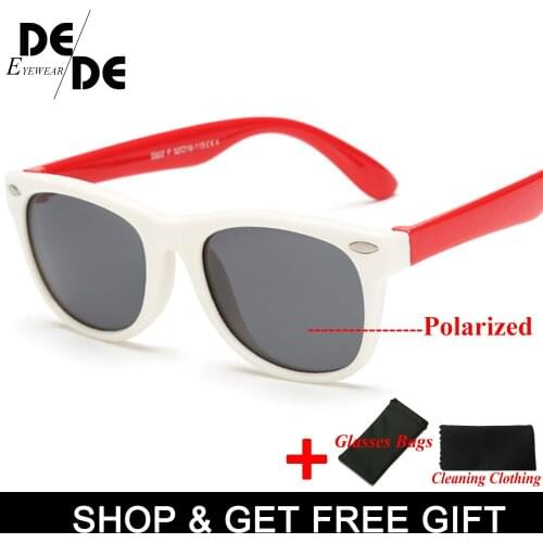 Silicone Childrens Polarizing Sunglasses Square Boys and Girls'Glasses UV400 Brand Design Soft Safety Sunglasses
