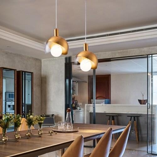 Nordic Led Small Pendant Light Gold Glass Ball Ceiling Hanging Lamp for Foyer Bedroom Bedside Aisle Corridor Indoor Decoration