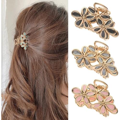 Women Flower Hair Claw Gorgeous Small Hair Clips Metal Hairpins Hair Accessories For Girl Headdress Ornament Styling Tools