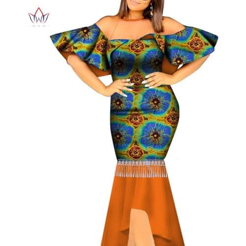Ankara dresses Bazin Riche African Wax Print Long Mermaid Dresses Dashiki Plus Size 6XL Africa Style Clothing for Women WY4956