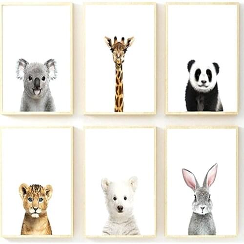 Giraffe Bunny Elephant Canvas Child Poster Nursery Wall Art Picture Print Forest Animal Painting Nordic Kid Baby Bedroom Decor