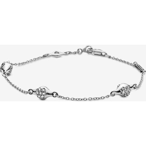 100% Real 925 Sterling Silver Clear CZ Modern LovePods Bracelets for Women Fashion Crystal Bracelet DIY Jewelry Gift Bijoux