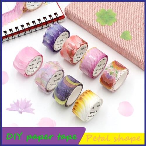 200PCS/Roll Flower Petals Paper Tape Decorative Washi Tape DIY Scrapbooking Diary Paper Stickers Adhesive Paper Tape Stickers