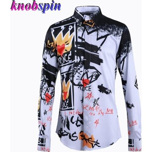 2019 Brand Business Men Shirt Long sleeve Fashion Printed Shirts men Casual Slim Camisas masculina Plus size male clothings