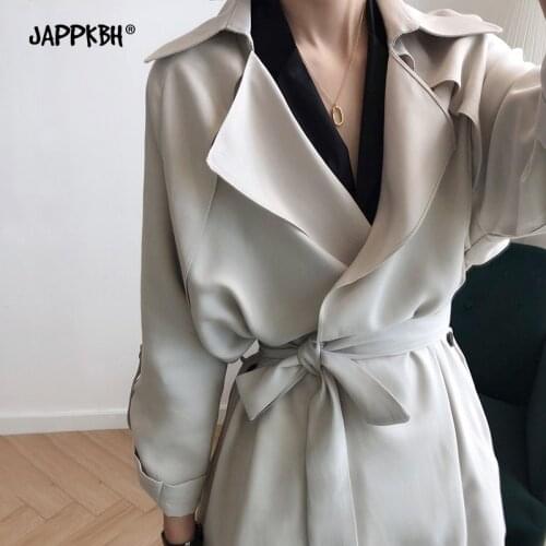 2021 Spring Autumn Light Tan Women Trench Coat Split Joint Elegant Long Sleeve Solid Coat Female Long Coat With Belt Windbreaker