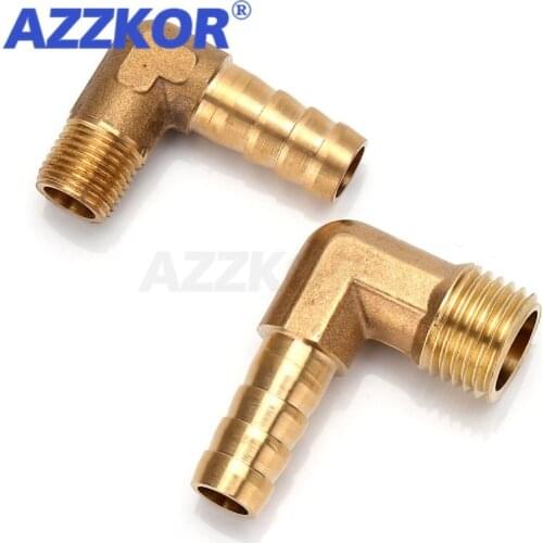 6-12mm Brass Right Angle Pagoda Pipe Joint Hose Barb Tail1/8"1/4"1/2"Male Thread Connector Copper Pipe Coupler Adapter Gas Joint