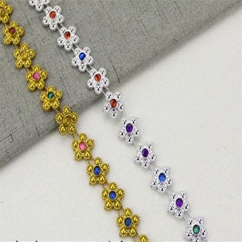 9m/lot 13mm Flower Diamond Bling Crystal Ribbon Wrap Trim DIY Home Wedding Cake Party Decorations Gold,Silver
