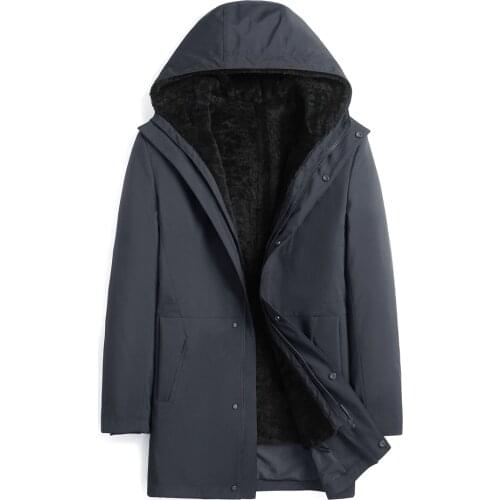 Promote Real Sheep Wool Fur Lined Natural Fur Jackets Men Winter Slim Real Fur Parkas