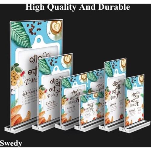 A6 Acrylic Sign Holder Double Sided Retail Price Label Poster Frame Counter Top Poster Information Menu Holder Display Stand