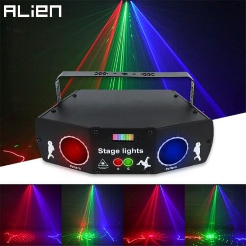 ALIEN Remote 3IN1 DJ Disco RGB Laser Beam Patterns Light Projector LED Stage Lighting Effect Xmas Party Holiday Wedding Bar Lamp