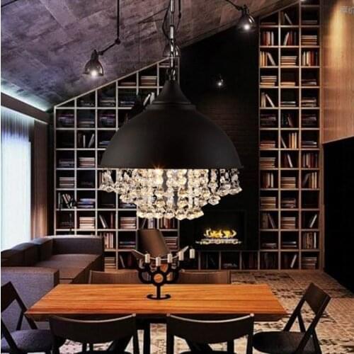 American Loft Retro Droplight Crystal Pendant Light Fixtures For Dining Room Hanging Lamp Indoor Lighting Lamparas Colgantes