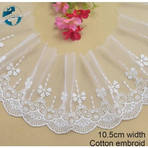 10.5cm width white lace cotton embroidery lace french lace ribbon fabric guipure diy trims warp knitting sewing Accessories#4132