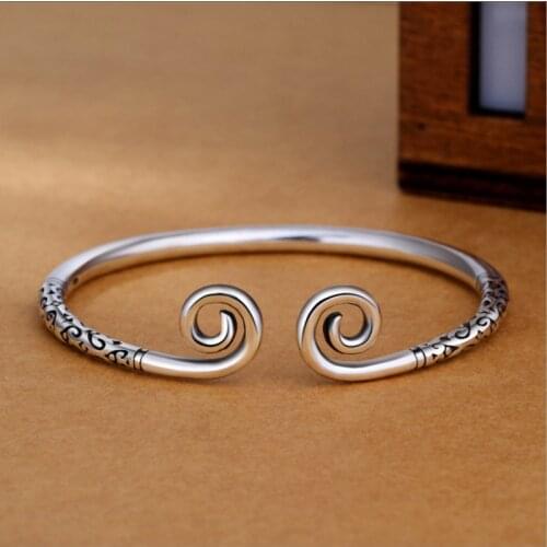 925 Sterling Silver Sun Wukong Gold Hoop Open Bracelets & Bangles For Women Fashion Personality Lady