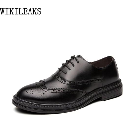 Black Oxford Brogue Shoes Men Brown Dress Shoes for M E N Formal Party Shoes for Man 2021 Zapatos De Hombre Chaussure De Homme