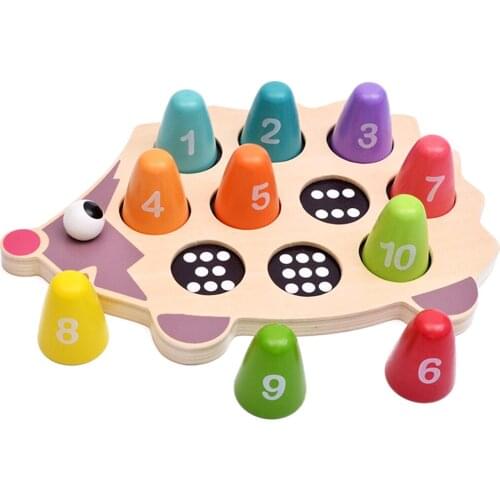 Colorful Wooden Hedgehog Number Matching Toyset Birthday Gift for Boys Girls