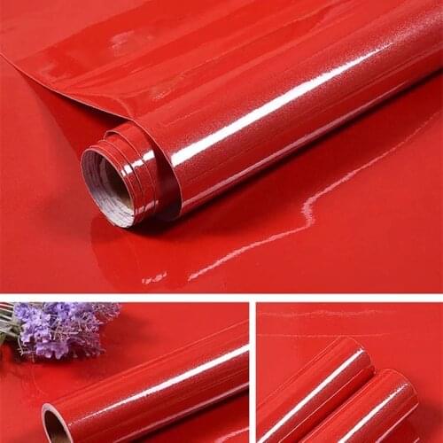 Old Furniture Decorative Film Wardrobe Cupboard Paint Sticker PVC Self Adhesive Wallpaper Waterproof Home Decor Wall Sticker Red