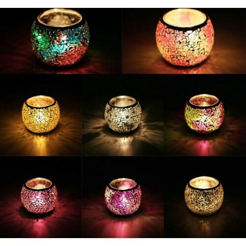 Mosaic Glass Candle Holder Tea Light Holder for Wedding Home Pub Decor