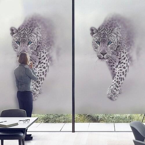 Frosted Privacy Protection Window Film Lion Stained Glass Film Vinyl Window Sticker Glass Sticker Living Room Decoration