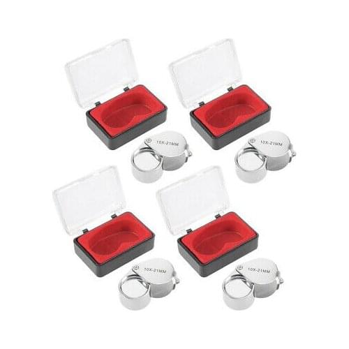 Mini Jewelers Eye Loupe Magnifier Round Body Jewelry Loupe 10X 21 mm,4pcs Silver