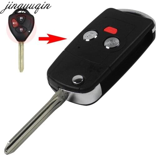 Jingyuqin Modified Flip Remote Key Shell Case For Toyota RAV4 Yaris Venza Scion tC/xA/xB/xC 3 Buttons Toy43 Key Replacement