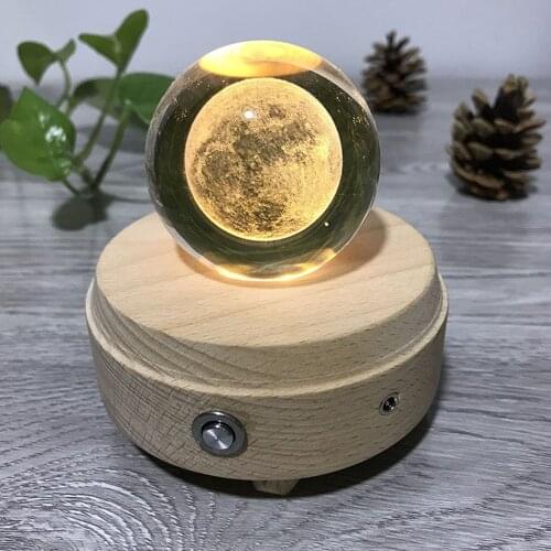 Music Box Crystal Ball Snow Globe Glass Lights Universe Moon Galaxy Earth Globe Crafts Home Desktop Decor Girlfriends Gifts