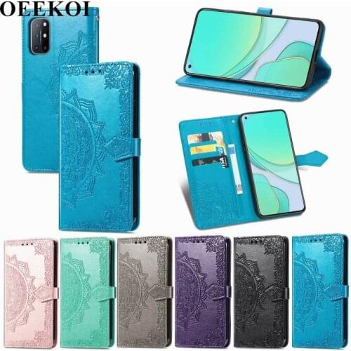 OEEKOL Datura Flower Flip Cover PU Leather Wallet Case for OnePlus 8T