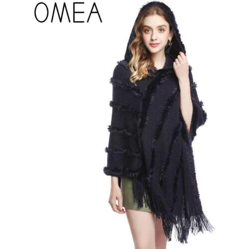 OMEA Women Winter Pullover Poncho with Hat Solid Color Jacquard Women Poncho Autumn Shawl Infinity Scarf Cashmere Spring Cape