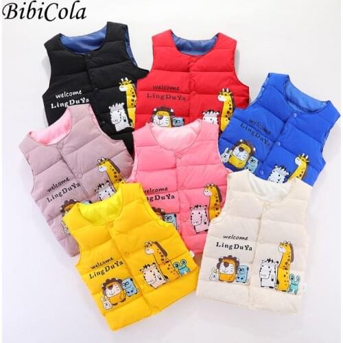 Autumn Winter Children Boys Vest Cotton Kids Sleeveless Jacket Vest For Girl Toddler Baby Giraffe Print Waist Coat 7 Colors